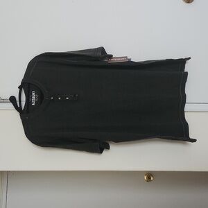 NWT Men's Alesbury Glen Textured Pigment Henley Black Shirt XL